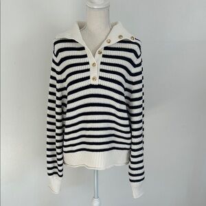 J.Crew Striped Blue and White Women's Sweater XL